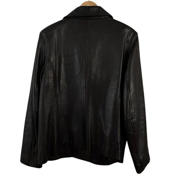 JLC Vintage Long Sleeve Black Leather Button Up Jacket. Outerwear. XL. - Picture 2 of 9